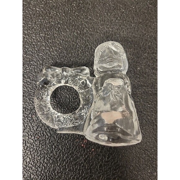 Christmas Holiday Crystal Clear Angel/Wreaths Napkin Rings Celebrations Set Of 4 - Picture 2 of 3